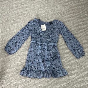 Bardot Junior- Blue and White Ruffled Tiered Sundress